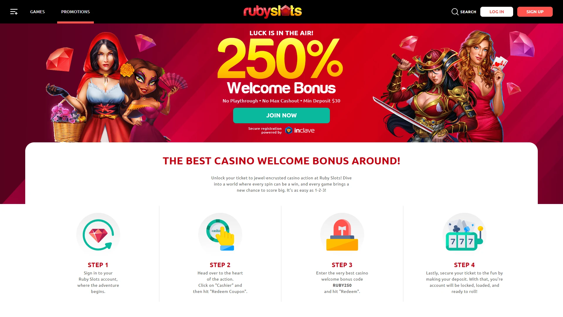Ruby Slots promotions page